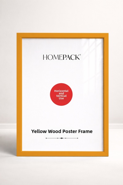 HOMEPACK 50X70 cm Yellow Wooden Framed Poster Frame, Blank Frame, Yellow-Fram...