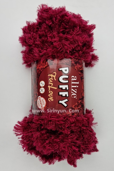 Alize Puffy Furlove Finger-Knitted Knitting Yarn 107-Cherry