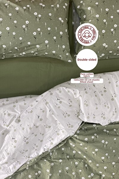 sutra Dream Series 100% Cotton Luxury Poplin Double Fitted Sheet Set