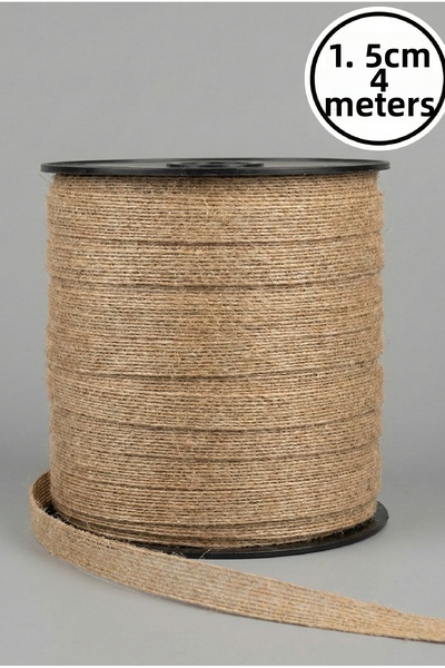 Massaltay Natural Jute Ribbon 1.5 cm X 4 m Rustic Straw Ribbon for Wedding De...