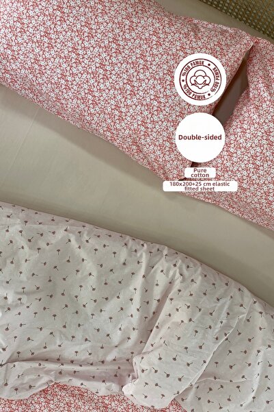 sutra Dream Series 100% Cotton Luxury Poplin Double Fitted Sheet Set