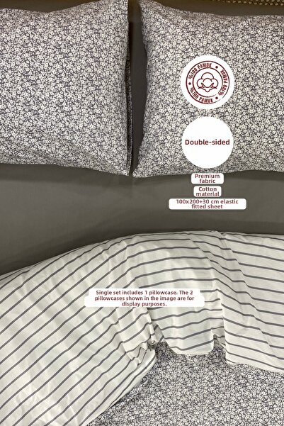 sutra Dream Series 100% Cotton Luxury Poplin Single Fitted Sheet Duvet Cover Set