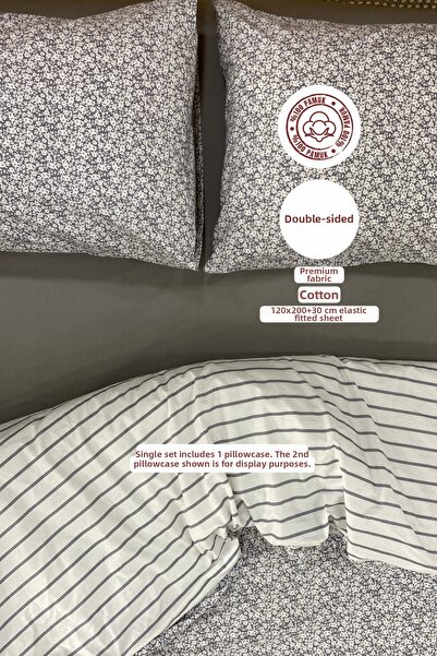 sutra Dream Series 100% Cotton Luxury Poplin Single Fitted Sheet Duvet Cover Set