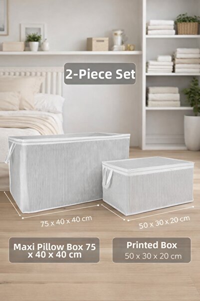 PONÇİK BEBEK Maxi Pillow Storage Bag Large Size & Printed Storage Bag Under-T...