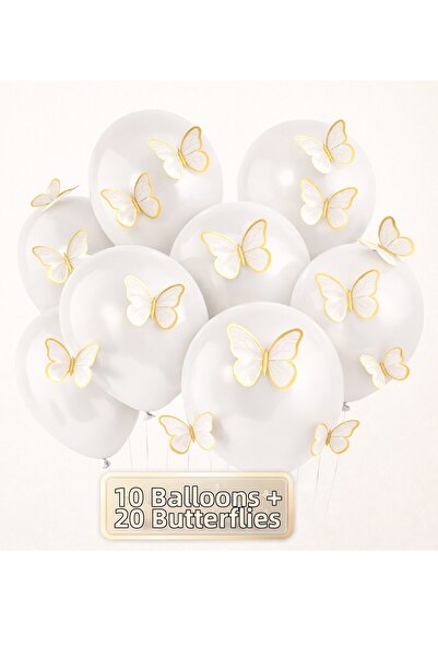 Laviyosa Soft 3D Butterfly Balloon Set – 10 Balloons + 20 Butterflies Birthda...