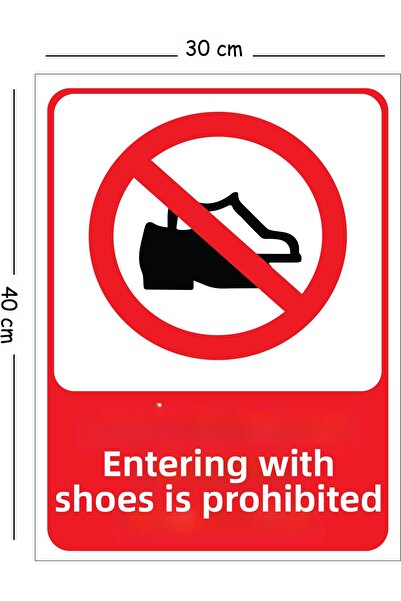 Mayeka Metal Sign No Entry with Shoes on 30X40 cm A3 Warning Work Safety Sign
