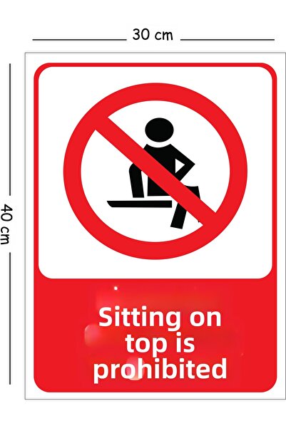 Mayeka Sitting on Metal Is Prohibited 30X40 cm A3 Warning Occupational Safety...