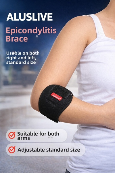 ALUSLİVE ضمادة Aluslive Epicondylitis مع دعم السيليكون مقاس قياسي قابل للاستخ...