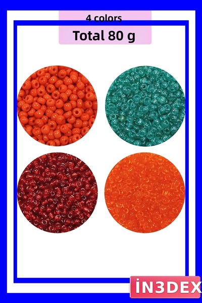 İN3DEX خرز زجاجي مصبوب 2 مم، 4 خيارات ألوان مختلفة