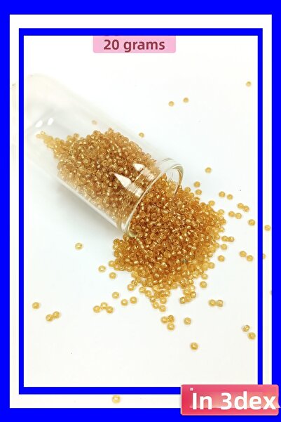 İN3DEX خرز زجاجي شفاف بلون ذهبي 2 ملم 20 جرام