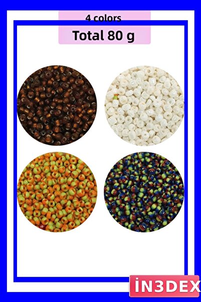 İN3DEX خرز زجاجي مصبوب بسمك 2 مم، 4 خيارات ألوان مختلفة، 80 جرام
