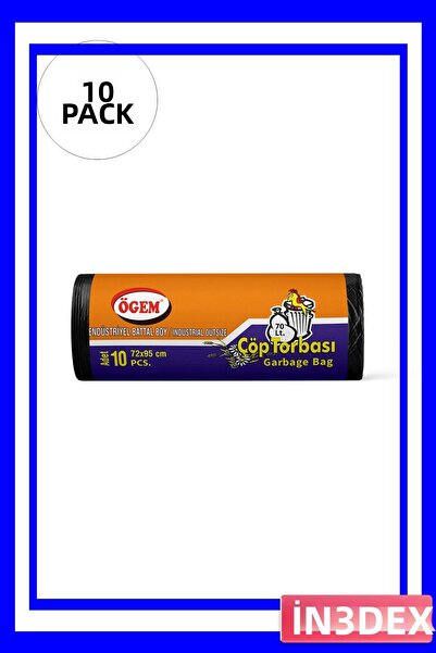 İN3DEX أكياس قمامة صناعية كبيرة الحجم 72x95 سم 200 قطعة باللون الأسود