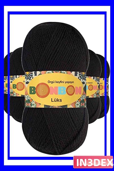 İN3DEX Black Wool Booties Knitting Yarn 5-Pack