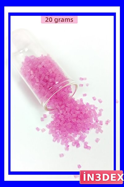 İN3DEX خرز زجاجي للقص بسمك 2 مم، 20 جرام، لون وردي شفاف غير لامع