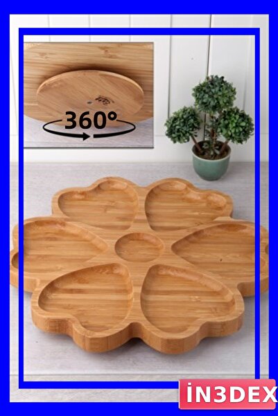 BALSA Rotating Bamboo Presentation Plate with 7 Compartments