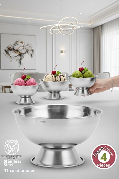 Transformacion وعاء آيس كريم وتقديم طعام من ليانا سيلفر مع أرجل من الفولاذ ال...