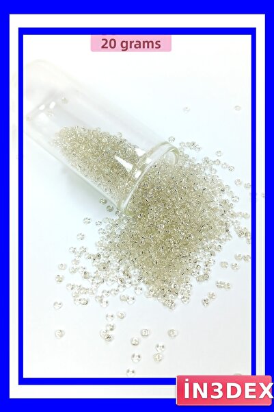 İN3DEX خرز زجاجي أبيض شفاف 2 مم 20 جرام مادة للهوايات