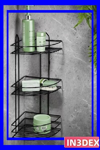 İN3DEX رف حمام زاوي معدني منظم بثلاث طبقات