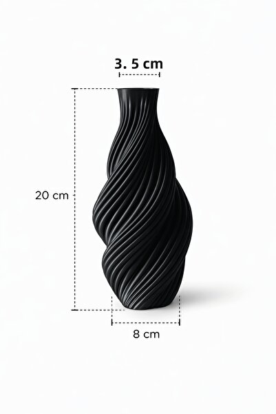 YSR HOME Modern Black Decorative Vase 20 cm Twist Design, Living Room Coffee ...
