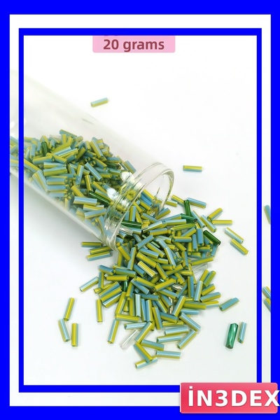 İN3DEX خرز أخضر أزرق طويل لقطع الأنابيب بقطر 2 مم وطول 10 مم