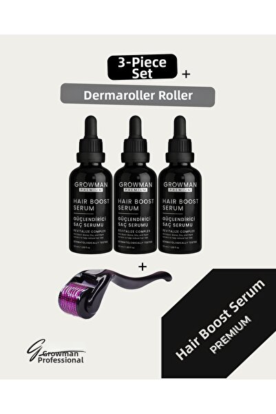 growman سيروم 50 مل × 3 + مجموعة مشط ديرمارولر مع هدية - عناية مكثفة لمدة 70 ...