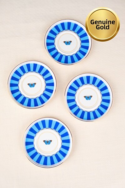 tabakevi Tabak Evi Porcelain Butterfly Collection Gold Gilded Tea Plate 11.8c...