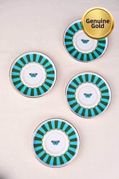 tabakevi Tabak Evi Porcelain Butterfly Collection Gold Gilded Tea Plate 11.8c...