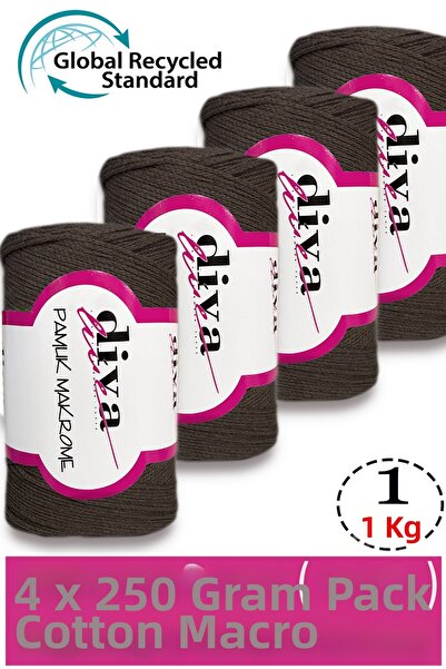 Diva İplik 1 Kg - Pachet de 4 bucăți - 3 mm - Fir pentru genți din macrame Ko...