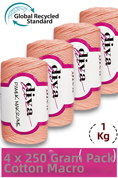 Diva İplik 1 kg - Pack of 4 - 3 mm - Koton Macrame Bag Yarn 2588 Yavruağzı