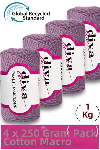 Diva İplik 1 kg - Pack of 4 - 3 mm - Koton Macrame Bag Thread 2135 Lilac