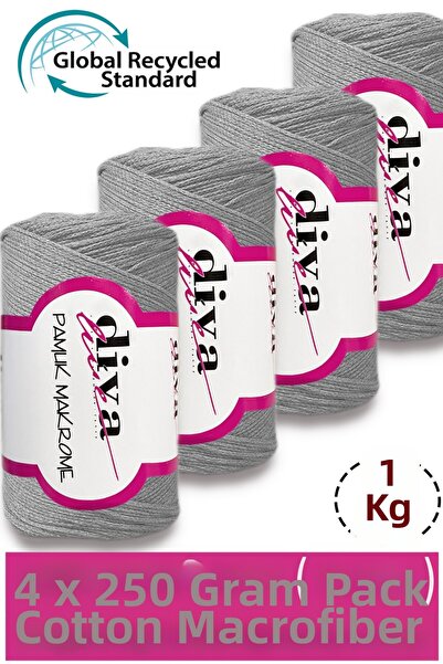 Diva İplik 1 Kg - Συσκευασία των 4 τεμαχίων - 3 mm - Νήμα για τσάντες μακραμέ...
