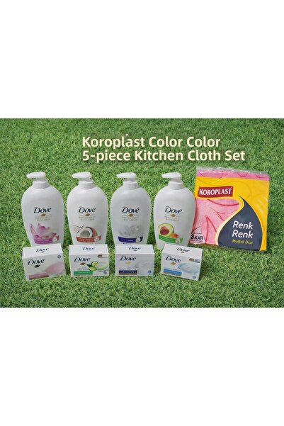 Dove مجموعة صابون سائل 4 قطع × 450 مل./صابون صلب دوف مجموعة 4 قطع × 90 جرام.