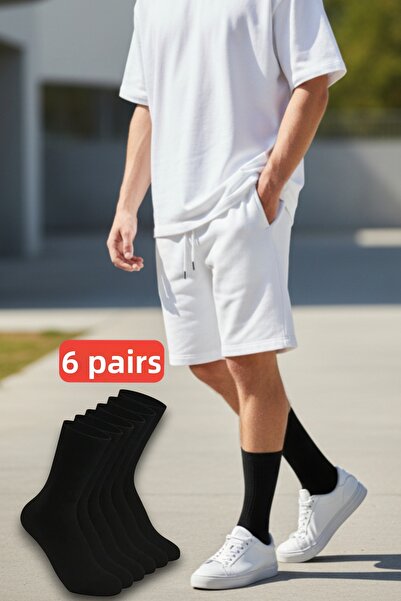 İbrahim Berk 6 Pairs Men's Black Cotton Sports Socks Socket Tennis Size Daily...