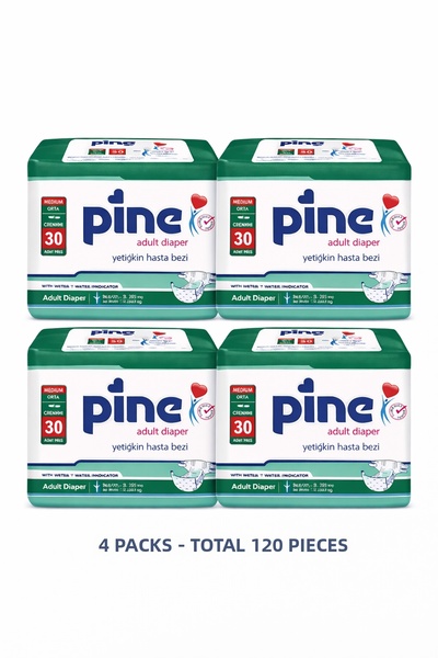 Pine 120 قطعة (4 عبوات) حفاضات للمرضى مع حزام خصر
