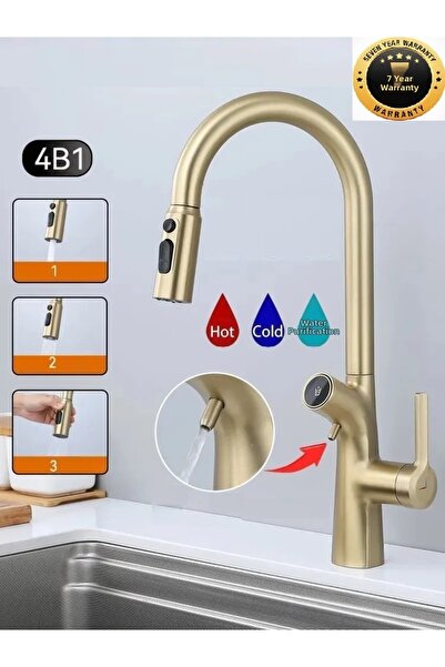 OEM صنبور مطبخ منزلي مع 3 وظائف، صنبور مياه حلزوني، مع منفذ لتنقية المياه، ضم...