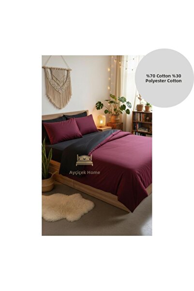 ayçiçek home Double Bedding Set 160/200 Fitted Sheet 200/220 Quilt Size 4 Pie...