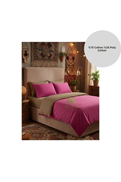 ayçiçek home Double Bedding Set 160/200 Fitted Sheet 190/220 Quilt Size 4 Pie...