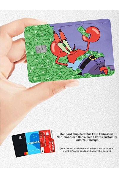 Hediyeni Al ملصق تغليف بطاقة الائتمان بتصميم سيد السلطعون - بابارا، توسلا، أو...