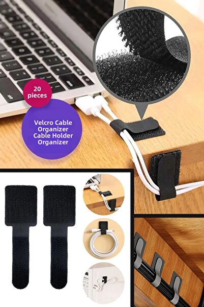 3B Trend 20 Pieces of Black Self-Adhesive Hook and Loop Tape – Strong Hold, M...