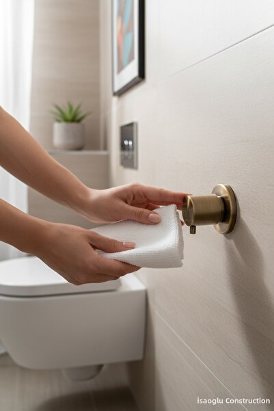 İSAOĞLU YAPI صنبور ذهبي عتيق مدمج من نوع Stop Walf، صنبور ذهبي مصقول مدمج، مت...