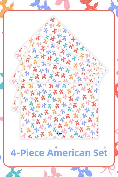 The Grade American Service Set of 4 Colorful Patterned Plate Mats Stain-Resis...