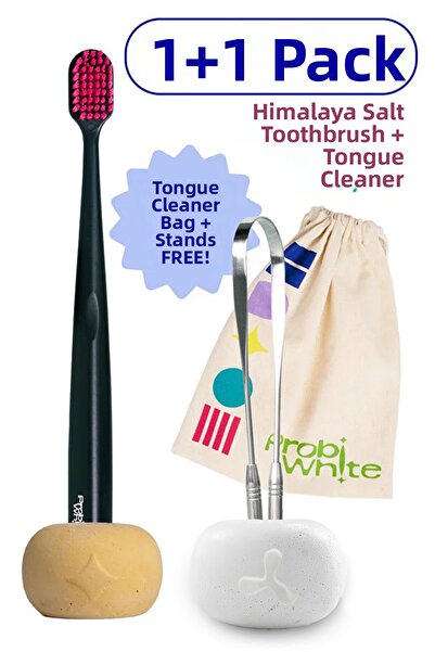 Probident 1+1 عبوة من فرشاة أسنان ملح الهيمالايا ومفرمة اللسان / تنظيف اللسان
