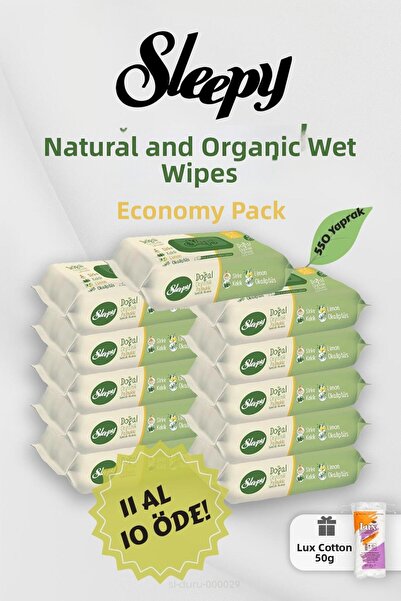 Sleepy مناديل مبللة عضوية 11 عبوة وقطن