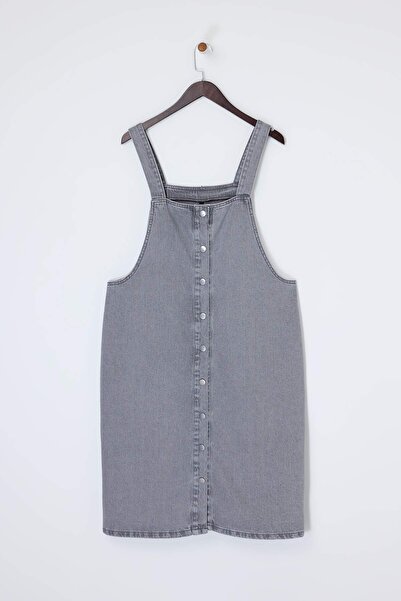 Trendyol Curve Gray Rigid Denim Plus Size Dress
