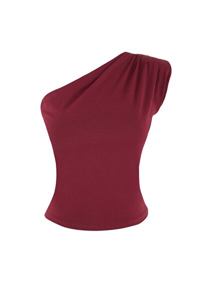 Trendyol Collection Burgundy Asymmetric One Shoulder Shoulder Pad Pack Stretc...