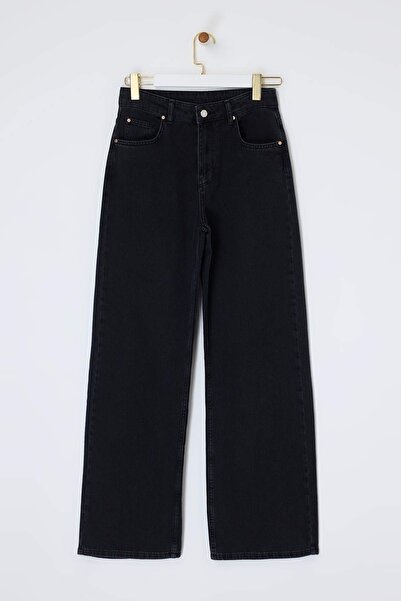 Trendyol Collection Crne SEZONALNE farmerke sa visokim strukom, 100% pamuk, d...