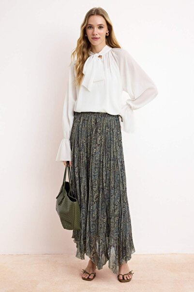 Trendyol Modest Multi-Colored Lined Ethnic Woven Hijab Skirt Tctss26Ee00007