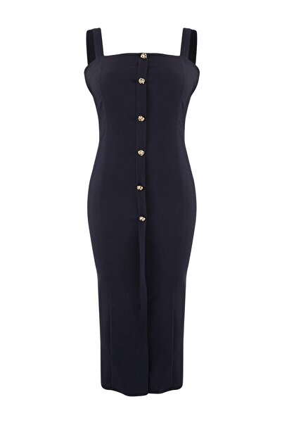 Trendyol Curve Rochie de mărime mare, țesută, albastru marin