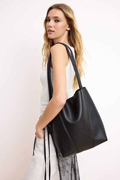 TRENDYOL SHOES Black Medium Size Women's Shoulder Bag Takss26Oc00052