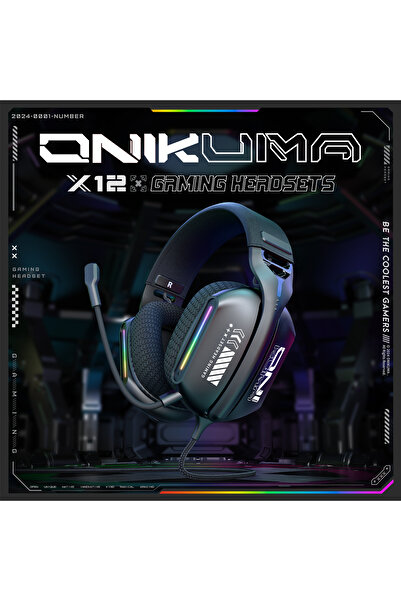 Onikuma سماعة ألعاب X12 RGB - صوت عالي الدقة 40 مم، ميكروفون 360 درجة، راحة ف...